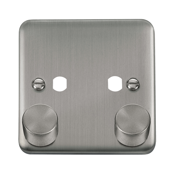 Click DPSS152PL Deco Plus Stainless Steel DPSS 2 Gang Double Dimmer Plate & Knobs