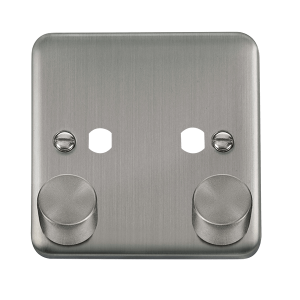 Click DPSS152PL Deco Plus Stainless Steel DPSS 2 Gang Double Dimmer Plate & Knobs