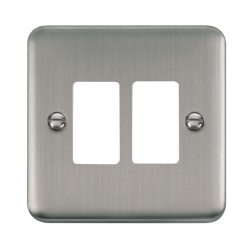 Click DPSS20402 Deco Plus Stainless Steel 2 Gang GridPro FrontPlate - Stainless Steel