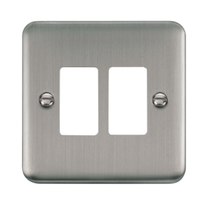 Click DPSS20402 Deco Plus Stainless Steel 2 Gang GridPro FrontPlate - Stainless Steel