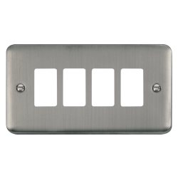 Click DPSS20404 Deco Plus Stainless Steel 4 Gang GridPro FrontPlate - Stainless Steel