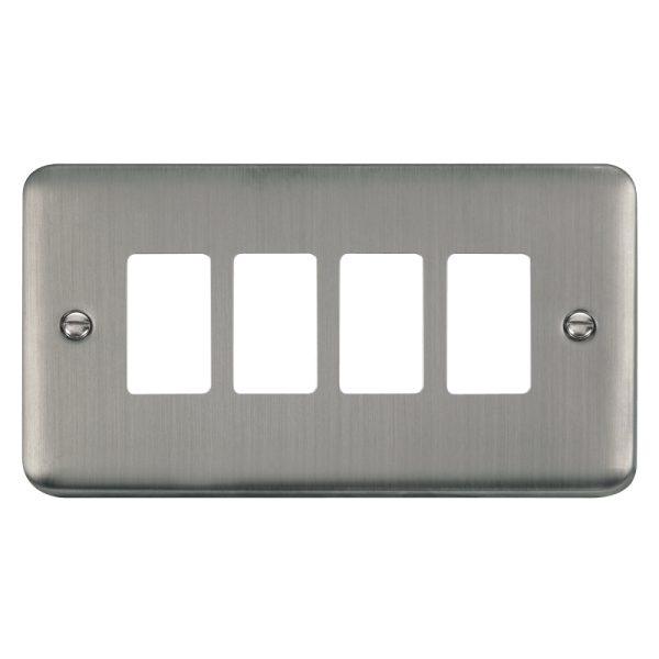 Click DPSS20404 Deco Plus Stainless Steel 4 Gang GridPro FrontPlate - Stainless Steel