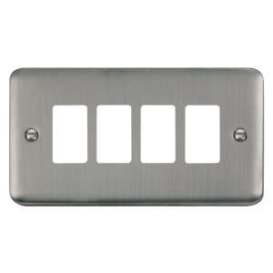 Click DPSS20404 Deco Plus Stainless Steel 4 Gang GridPro FrontPlate - Stainless Steel