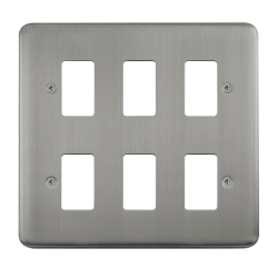 Click DPSS20506 Deco Plus Stainless Steel 6 Gang GridPro FrontPlate - Stainless Steel