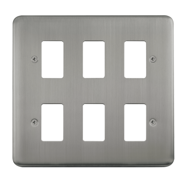 Click DPSS20506 Deco Plus Stainless Steel 6 Gang GridPro FrontPlate - Stainless Steel