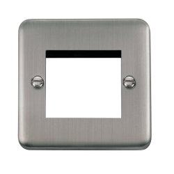 Click DPSS311 Deco Plus Stainless Steel 1 Gang New Media Unfurnished Plate - 2 Apertures
