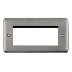 Click DPSS312 Deco Plus Stainless Steel 2 Gang New Media Unfurnished Plate - 4 Apertures