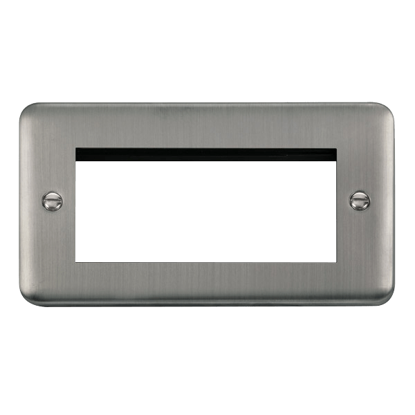 Click DPSS312 Deco Plus Stainless Steel 2 Gang New Media Unfurnished Plate - 4 Apertures
