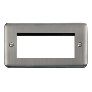Click DPSS312 Deco Plus Stainless Steel 2 Gang New Media Unfurnished Plate - 4 Apertures