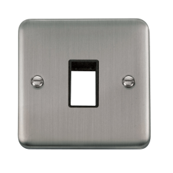 Click DPSS401BK Deco Plus Stainless Steel 1 Gang MiniGrid Unfurnished Plate - 1 Aperture
