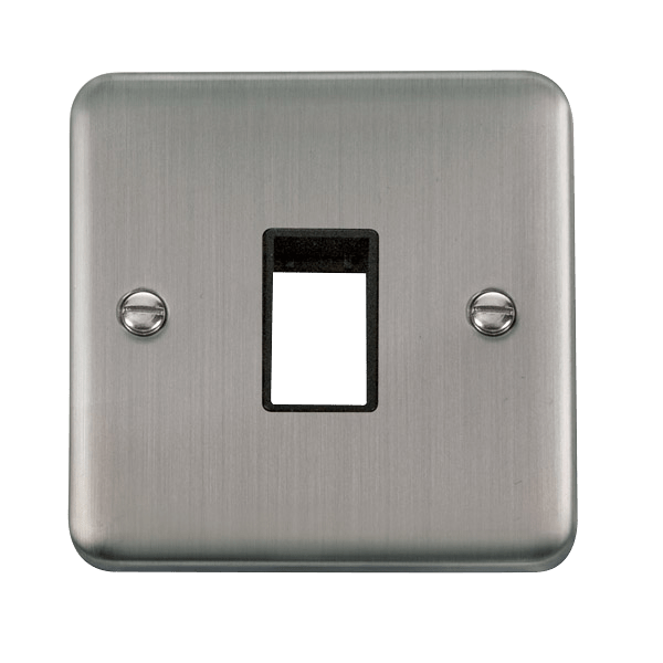 Click DPSS401BK Deco Plus Stainless Steel 1 Gang MiniGrid Unfurnished Plate - 1 Aperture