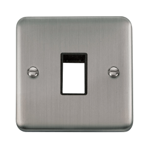 Click DPSS401BK Deco Plus Stainless Steel 1 Gang MiniGrid Unfurnished Plate - 1 Aperture