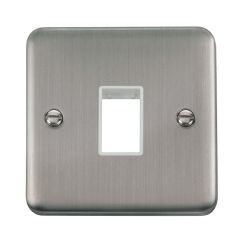 Click DPSS401WH Deco Plus Stainless Steel 1 Gang MiniGrid Unfurnished Plate - 1 Aperture