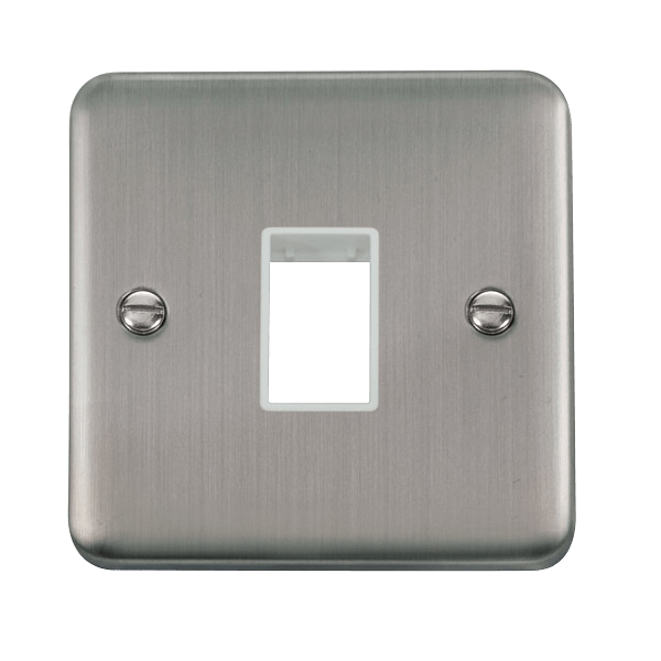 Click DPSS401WH Deco Plus Stainless Steel 1 Gang MiniGrid Unfurnished Plate - 1 Aperture