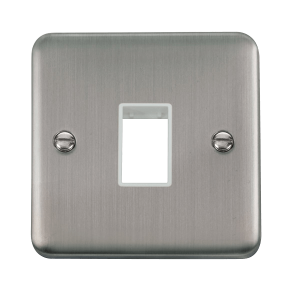Click DPSS401WH Deco Plus Stainless Steel 1 Gang MiniGrid Unfurnished Plate - 1 Aperture