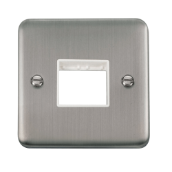 Click DPSS402WH Deco Plus Stainless Steel 1 Gang MiniGrid Unfurnished Plate - 2 Apertures