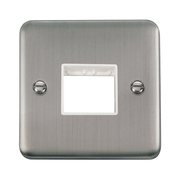 Click DPSS402WH Deco Plus Stainless Steel 1 Gang MiniGrid Unfurnished Plate - 2 Apertures