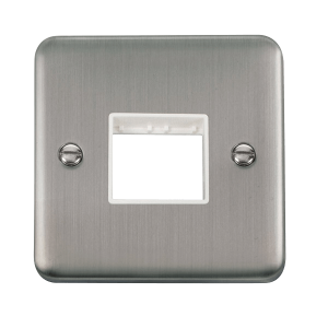 Click DPSS402WH Deco Plus Stainless Steel 1 Gang MiniGrid Unfurnished Plate - 2 Apertures