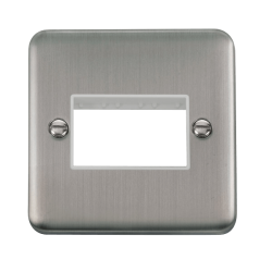 Click DPSS403WH Deco Plus Stainless Steel 1 Gang MiniGrid Unfurnished Plate - 3 Apertures
