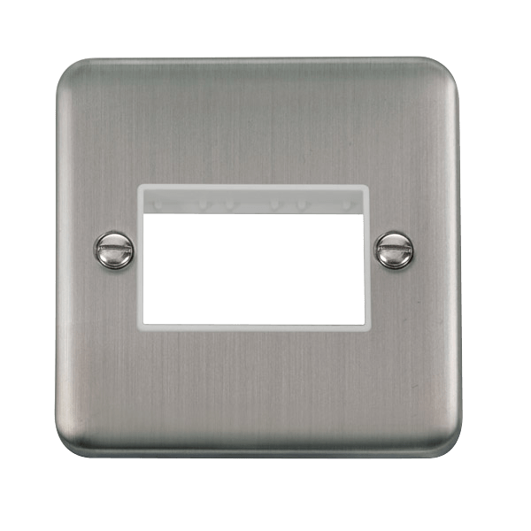 Click DPSS403WH Deco Plus Stainless Steel 1 Gang MiniGrid Unfurnished Plate - 3 Apertures