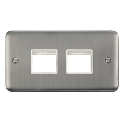 Click DPSS404WH Deco Plus Stainless Steel 2 Gang MiniGrid Unfurnished Plate - 2 x 2 Apertures