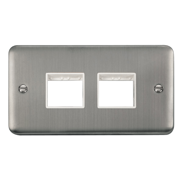 Click DPSS404WH Deco Plus Stainless Steel 2 Gang MiniGrid Unfurnished Plate - 2 x 2 Apertures
