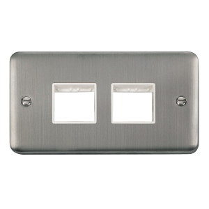 Click DPSS404WH Deco Plus Stainless Steel 2 Gang MiniGrid Unfurnished Plate - 2 x 2 Apertures