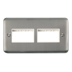 Click DPSS406WH Deco Plus Stainless Steel 2 Gang MiniGrid Unfurnished Plate - 2 x 3 Apertures