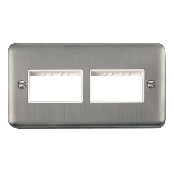 Click DPSS406WH Deco Plus Stainless Steel 2 Gang MiniGrid Unfurnished Plate - 2 x 3 Apertures