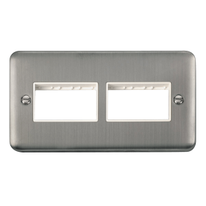Click DPSS406WH Deco Plus Stainless Steel 2 Gang MiniGrid Unfurnished Plate - 2 x 3 Apertures