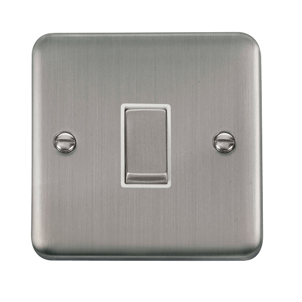 Click DPSS411WH Deco Plus Stainless Steel 10AX Ingot 1 Gang 2 Way Plate Switch