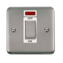 Click DPSS501WH Deco Plus Stainless Steel 45A Ingot 1 Gang DP Switch With Neon