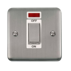 Click DPSS501WH Deco Plus Stainless Steel 45A Ingot 1 Gang DP Switch With Neon