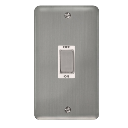 Click DPSS502WH Deco Plus Stainless Steel 45A Ingot 2 Gang DP Switch