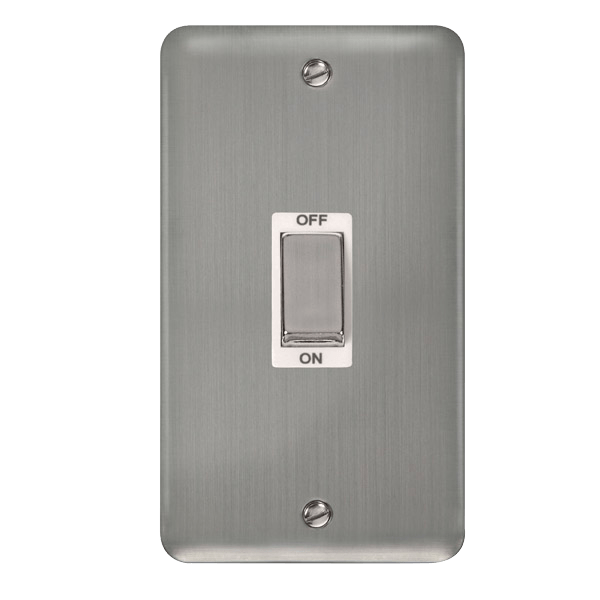Click DPSS502WH Deco Plus Stainless Steel 45A Ingot 2 Gang DP Switch