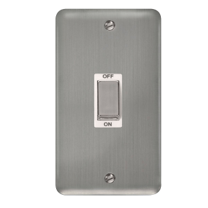 Click DPSS502WH Deco Plus Stainless Steel 45A Ingot 2 Gang DP Switch