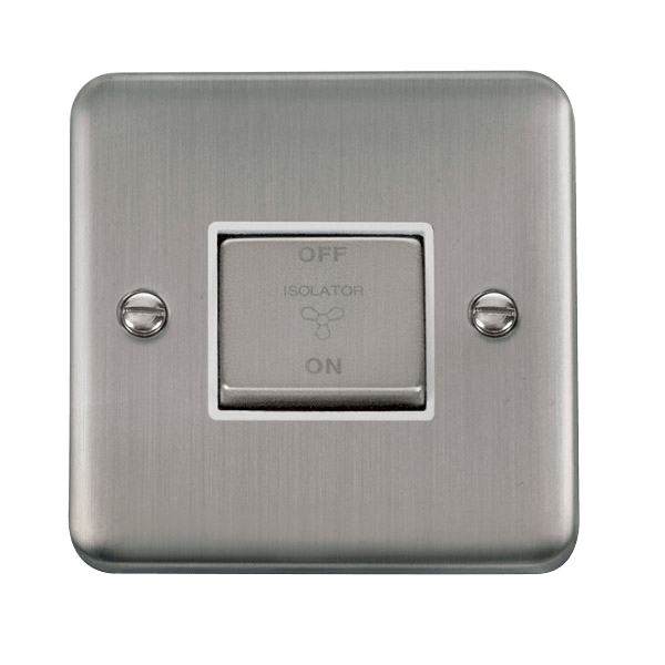 Click DPSS520WH Deco Plus Stainless Steel 10A INGOT 3 Pole Fan Isolation PlateSwitch