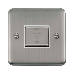 Click DPSS520WH Deco Plus Stainless Steel 10A INGOT 3 Pole Fan Isolation PlateSwitch