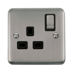 Click DPSS535BK Deco Plus Stainless Steel 13A Ingot 1 Gang DP Switched Socket