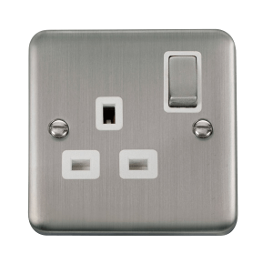 Click DPSS535WH Deco Plus Stainless Steel 13A Ingot 1 Gang DP Switched Socket