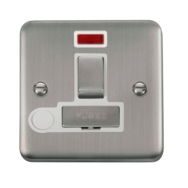 Click DPSS552WH Deco Plus Stainless Steel 13A Ingot DP Switched Fused Connection Unit With Neon