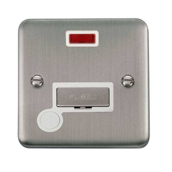 Click DPSS553WH Deco Plus Stainless Steel 13A Ingot Fused Connection Unit With Neon