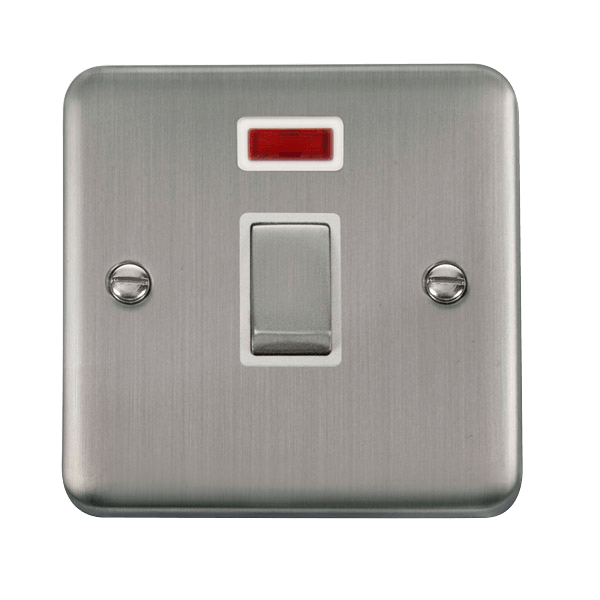 Click DPSS723WH Deco Plus Stainless Steel 20A Ingot DP Switch With Neon