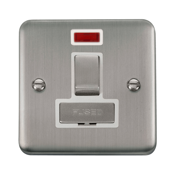 Click DPSS752WH Deco Plus Stainless Steel 13A Ingot DP Switched Fused Connection Unit With Neon