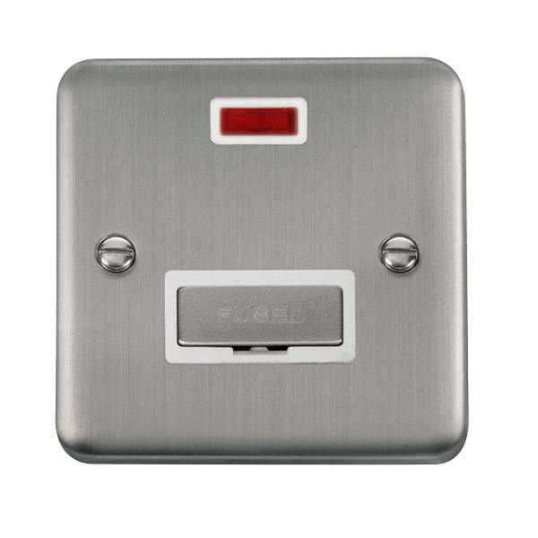 Click DPSS753WH Deco Plus Stainless Steel 13A Ingot Fused Connection Unit With Neon