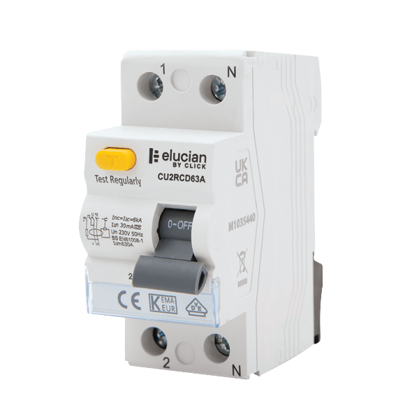 Scolmore CU2RCD63A Elucian 2 Pole 63A 30mA RCCB (Type A)