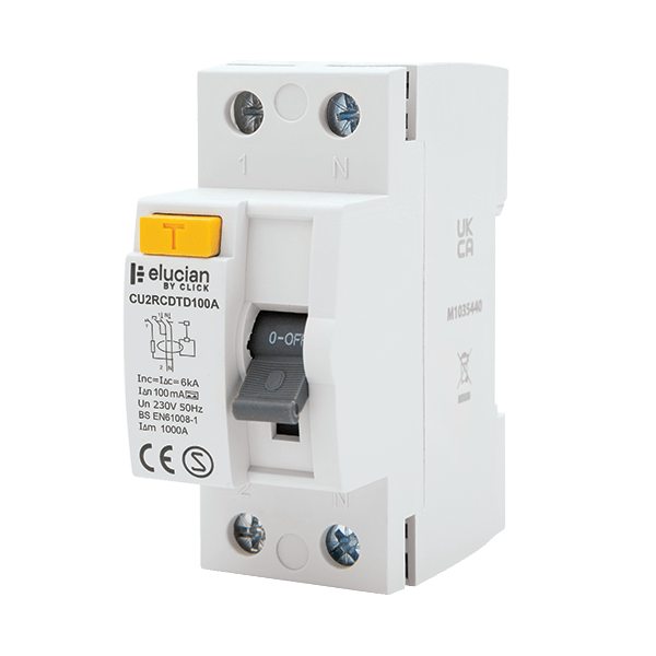 Scolmore CU2RCDTD100A Elucian 2 Pole 100A 100mA Time Delay RCCB (Type S)