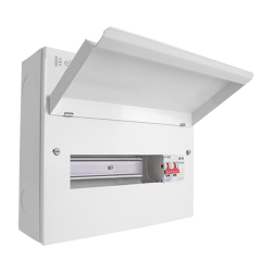 Scolmore CUEB12MSSP9 Elucian 12 Way Metal Consumer Unit With 100A Main Switch & 18mm 2 Pole SPD (9 Useable Ways)