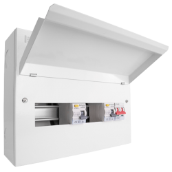 Scolmore CUEB14MSRCD8 Elucian 14 Way Metal Consuner Unit With 100A Mains Switch & 2 x 80A RCCB (8 Useable Ways)