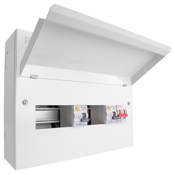 Scolmore CUEB14MSRCD8 Elucian 14 Way Metal Consuner Unit With 100A Mains Switch & 2 x 80A RCCB (8 Useable Ways)